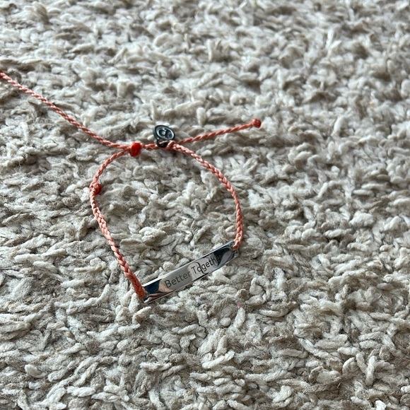 Pura Vida Engraved Better Together Silver Bracelet with Adjustable Orange Cord - Picture 5 of 6